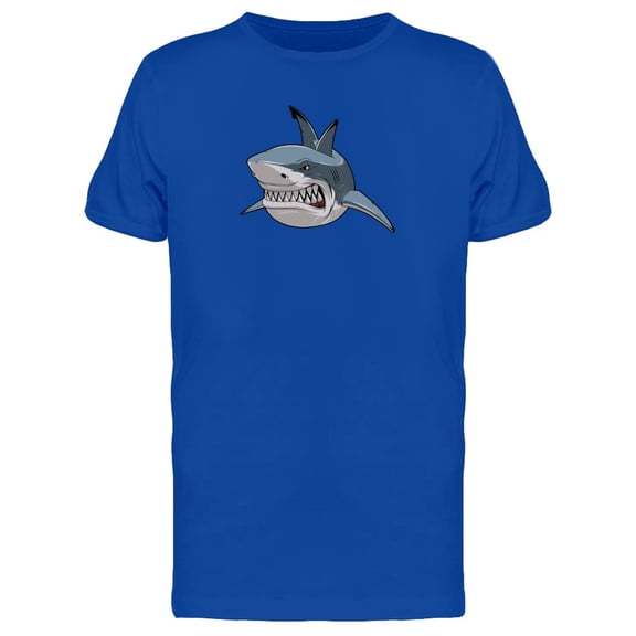 Angry Menacing Blue Shark T-Shirt Men -Image by Shutterstock, Male Small