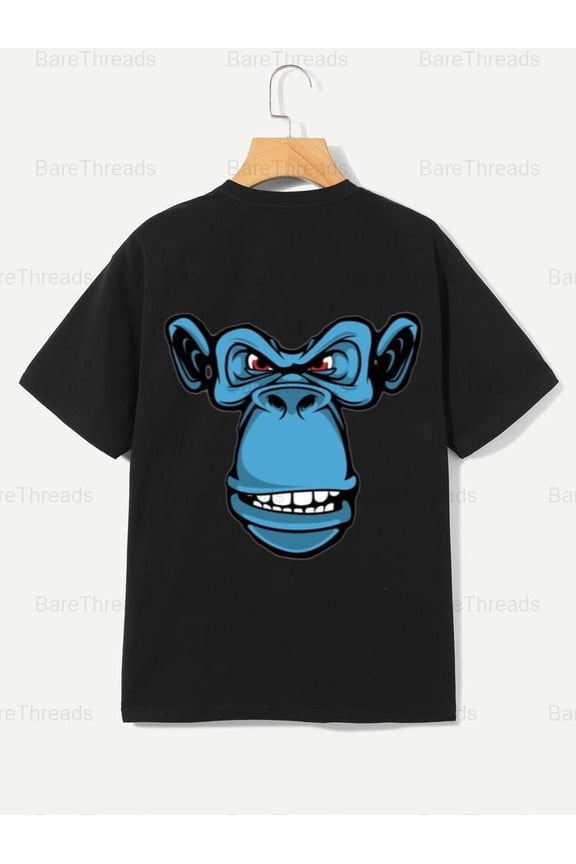 Angry Monkey Face T-Shirt - Cartoon Animal Graphic Tee , For Men/Women,Up to 5XL