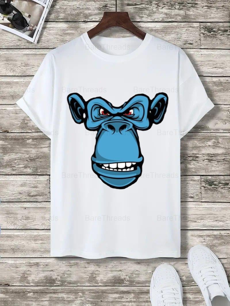 Angry Monkey Face T-Shirt - Cartoon Animal Graphic Tee , For Men/Women ...