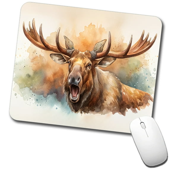 Angry Moose Watercolor Mouse Pad Low Profile Gaming Mat
