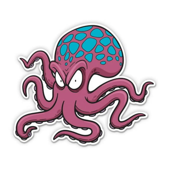 Angry Octopus - 5" Vinyl Sticker - For Car Laptop I-Pad - Waterproof Decal