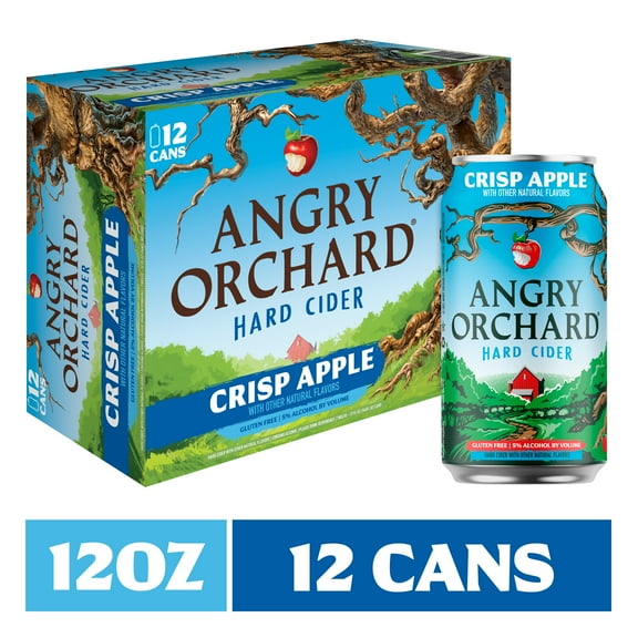 Angry Orchard Crisp Apple Craft Hard Cider, 12 pack, 12 fl oz Aluminum Cans, 5% ABV