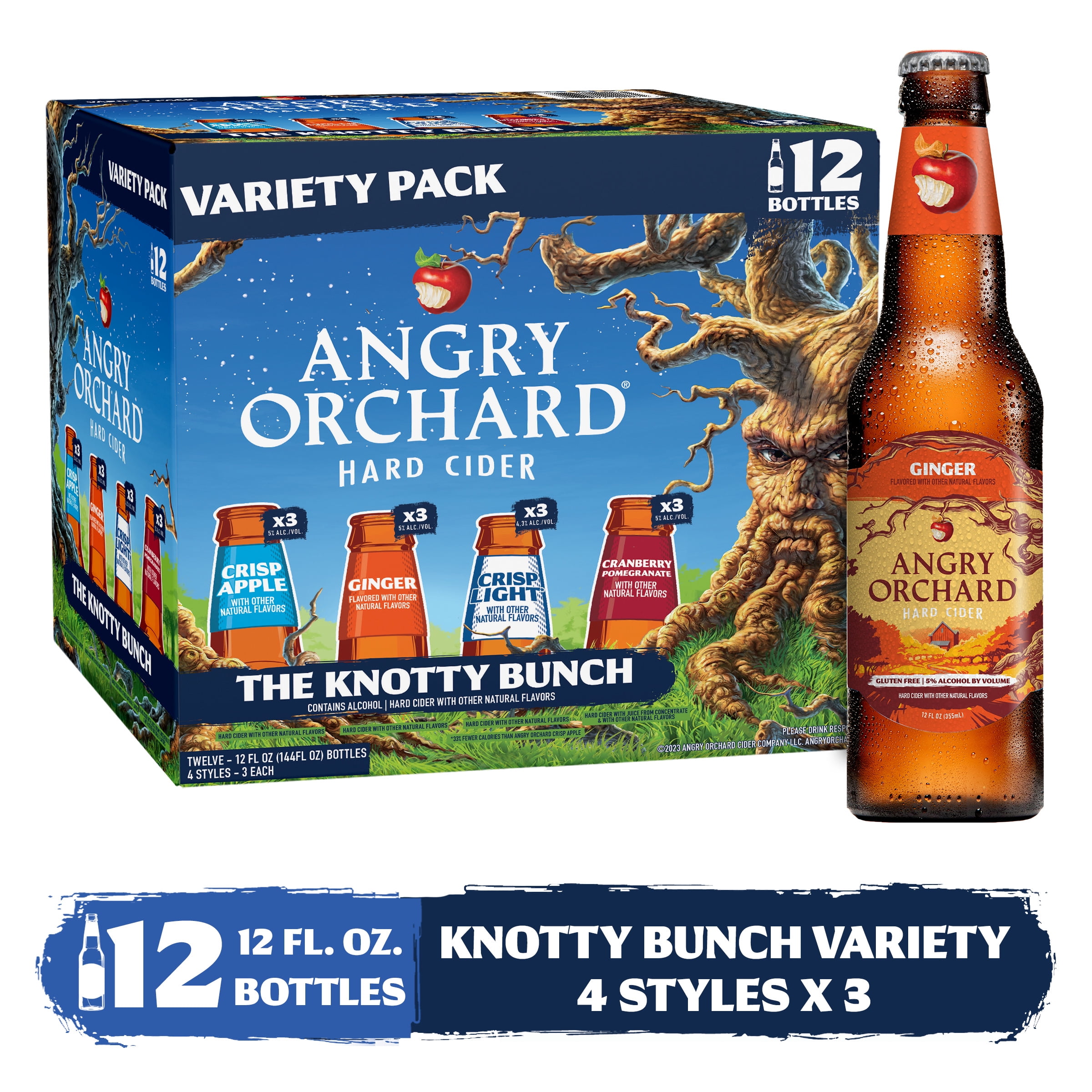 アングリーオーチャード Angry Orchard ハードサイダーウッドボックス Angry Orchard Hard Cider Variety pack, 12 pack, 12 fl oz Glass