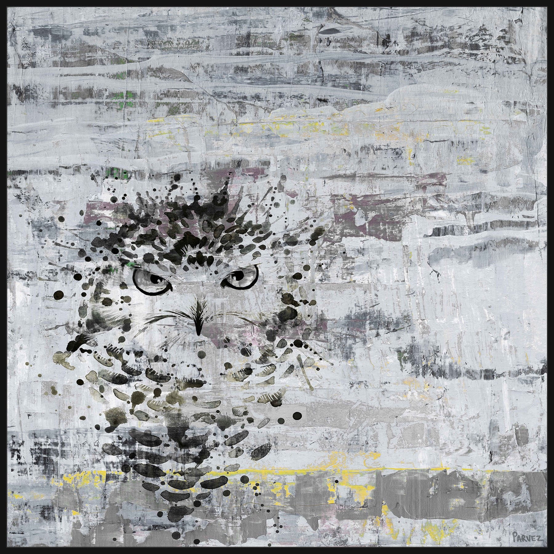 "Angry Owl" Floater Framed Painting Print on Canvas