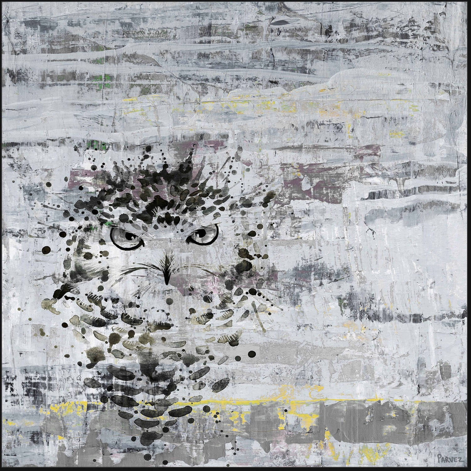 "Angry Owl" Floater Framed Painting Print on Canvas