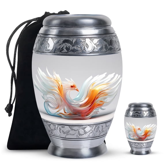 Angry Phoenix Large Urns For Human Ashes Adult Mom And Dad - Cremains Tiny Urn For Ashes Adult Women - Decorative Gifts For Memorial Combo 10Inch 200Lbs And 3Inch Keepsake