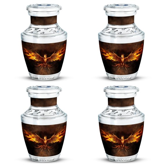 Angry Phoenix Urn Collection, Mini Cremation Urns For Human Ashes, Small Urns For Ashes, Memorial Ash Holder, Decorative Funeral Urns, Burial Keepsake Collection, 3 Inch, 4 Pcs