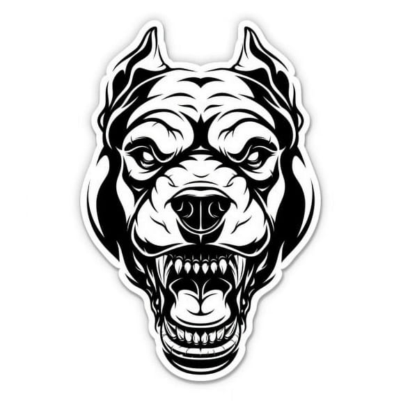 Angry Pitbull Fierce - 3" Vinyl Sticker - For Car Laptop Water Bottle Phone - Waterproof Decal