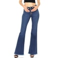 thumbnail image 1 of Angry Rabbit Women's Juniors High Waist Stretchy Premium Flare Jeans (Dark Denim, 29), 1 of 4