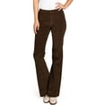 thumbnail image 1 of Angry Rabbit Women's Juniors Mid Waist Stretchy Premium Corduroy Flares (25, Chocolate), 1 of 5