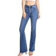 thumbnail image 1 of Angry Rabbit Women's Premium High Rise Bell Bottom Denim Flares (Button Medium Denim, 29), 1 of 4