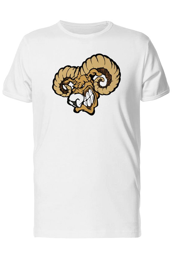 Angry Ram Mascot Cartoon T-Shirt Men -Image by Shutterstock, Male Large