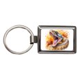 thumbnail image 1 of Angry Rattlesnake Snake Reptile Watercolor Metal Rectangle Keychain, 1 of 7