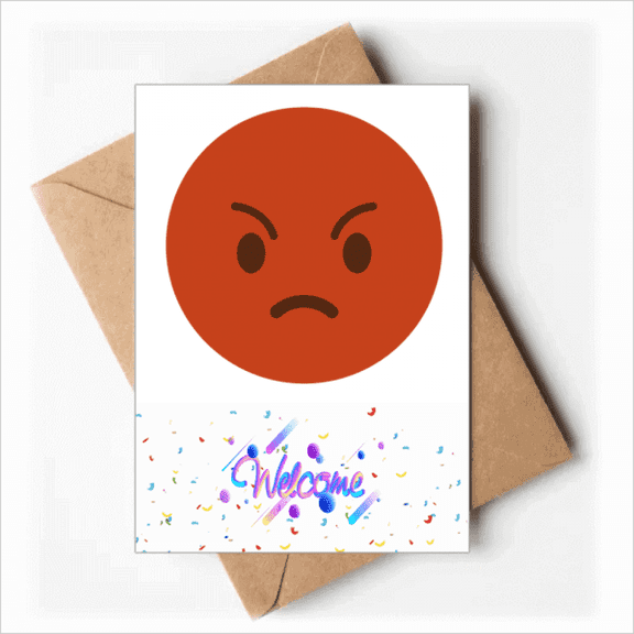 Angry Red Cute Online Chat Face Welcome Back Greeting Cards Envelopes Blank