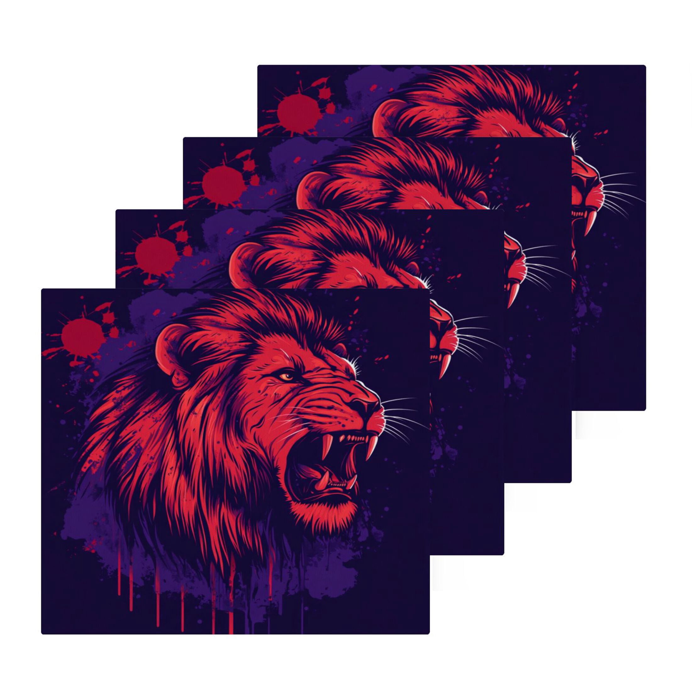 Angry Red Lion Pattern 100% Cotton Face Towel 12x12in Soft Absorbent ...