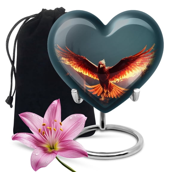 Angry Red Phoenix Fly In Sky Large Urns For Human Ashes Adult - Funeral Urns For Ashes - Heart Shaped Urns For Human Ashes Adult Male - Urn For Ashes Adult - Urns For Mom Ashes Urns (Size 8inch)