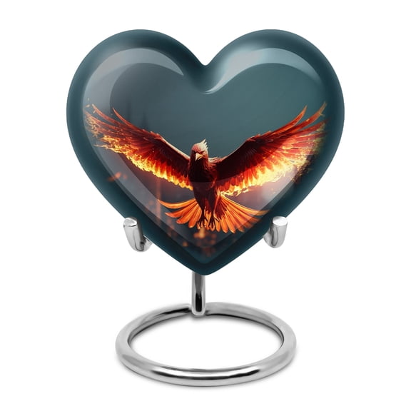 Angry Red Phoenix Fly In Sky Small Urns For Human Ashes - Heart Shaped Urns For Men - Urns For Ashes Adult Female Mom - Heart Shaped Urn Human Ashes - Urn For Human Ashes (Size -3inch,1Pcs)