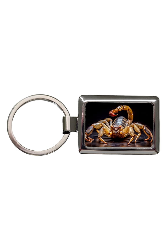 Angry Scorpion Black Background Metal Rectangle Keychain