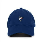 Angry Shark Baseball Cap Embroidered Cotton Adjustable Dad Hat Royal Blue