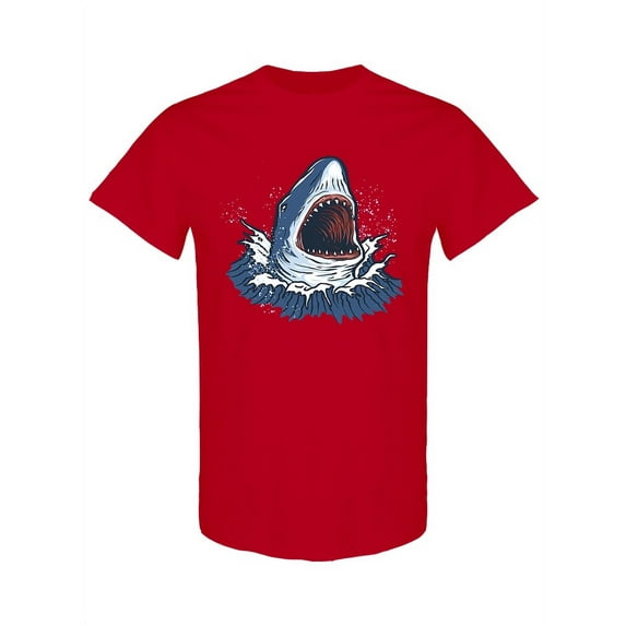 Angry Shark Design T-Shirt Men -Image by Shutterstock, Male XX-Large