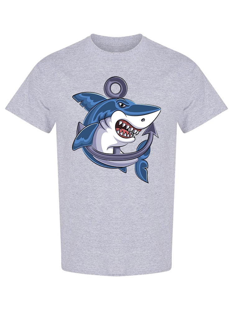 Angry Shark Fishing T-Shirt Men -Image by Shutterstock, Male Medium
