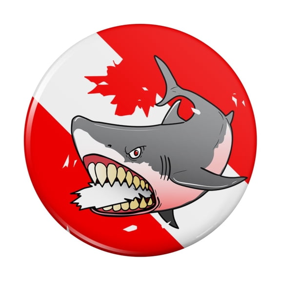 Angry Shark Scuba Diving Flag Diver  Kitchen Refrigerator Locker Button Magnet