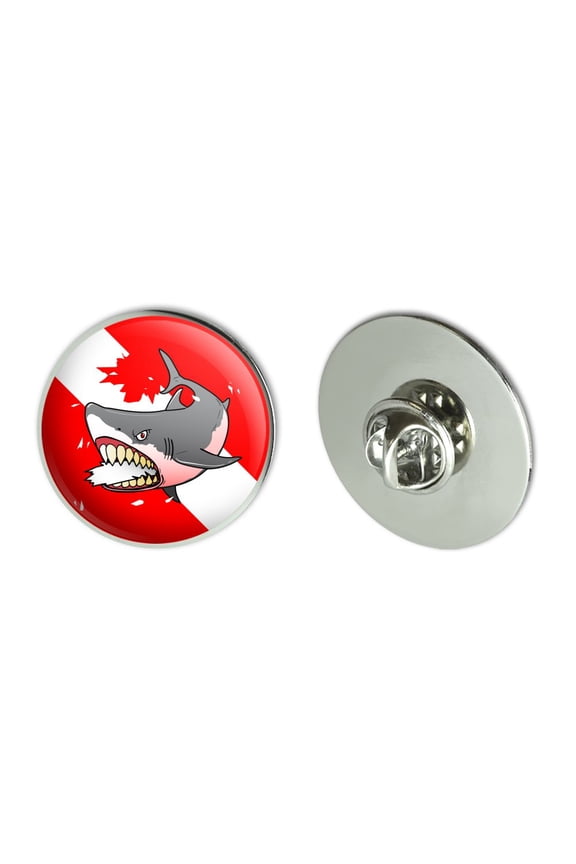 Angry Shark Scuba Diving Flag Diver  Metal 1.1" Tie Tack Hat Lapel Pin Pinback