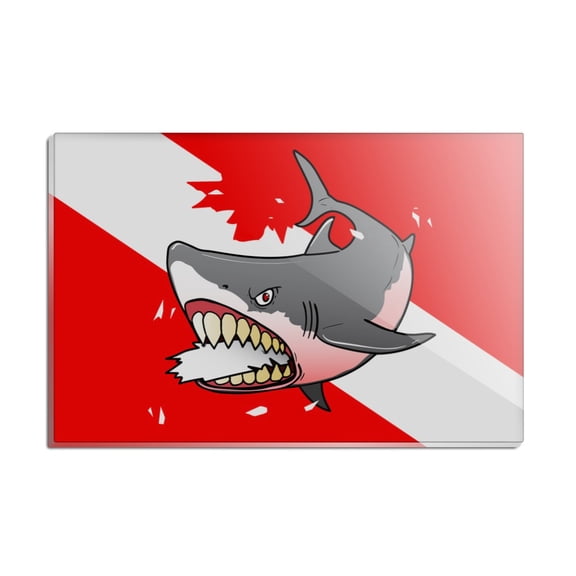 Angry Shark Scuba Diving Flag Diver  Rectangle Acrylic Fridge Refrigerator Magnet