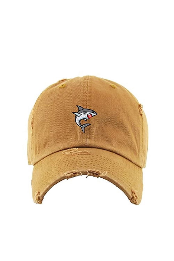 Angry Shark Vintage Baseball Cap Embroidered Cotton Adjustable Distressed Dad Hat