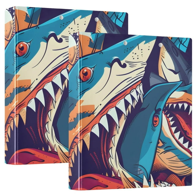 Angry Sharks 3 Ring Hardcover Binders 1.5" Round Rings for LetterSize