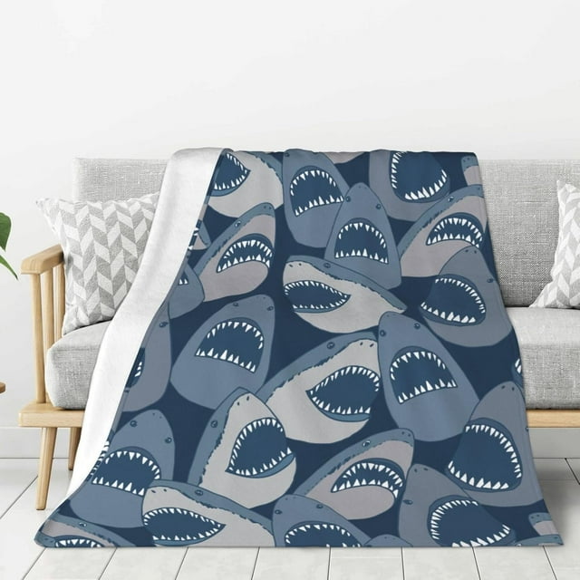 Angry Sharks Sea Animal Throw Blankets All Season Ultra Soft Warm