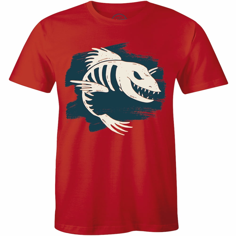 Angry Skeleton Fish Bones Design Fisherman Hunting Men's Gift T-Shirt