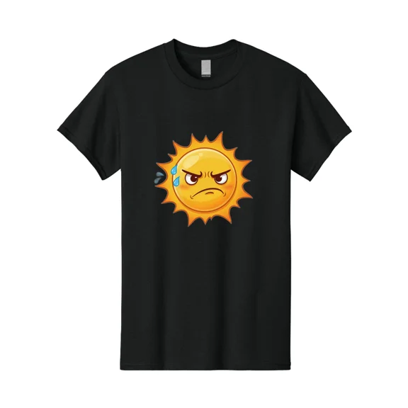 Angry-Sun Mens Graphic Tee, 100% Cotton, Casual Summer Wear