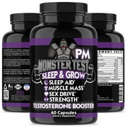 Angry Supplements Monster Test PM Night-Time Testosterone Booster and Sleep Aid 60 Count