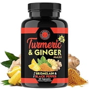 Angry Supplements Turmeric Curcumin & Ginger Maxx, 95% Curcuminoids with Black Pepper, Joint Support, Antioxidant, 1355mg Blend of Non-GMO Ingredients 1-Bottle