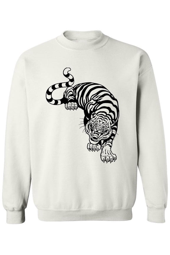 Angry Tiger Art Design Sweatshirt Men -Image by Shutterstock, Male Large