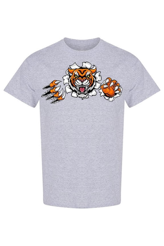 Angry Tiger Breaking Through T-Shirt Men -Image by Shutterstock, Male Small