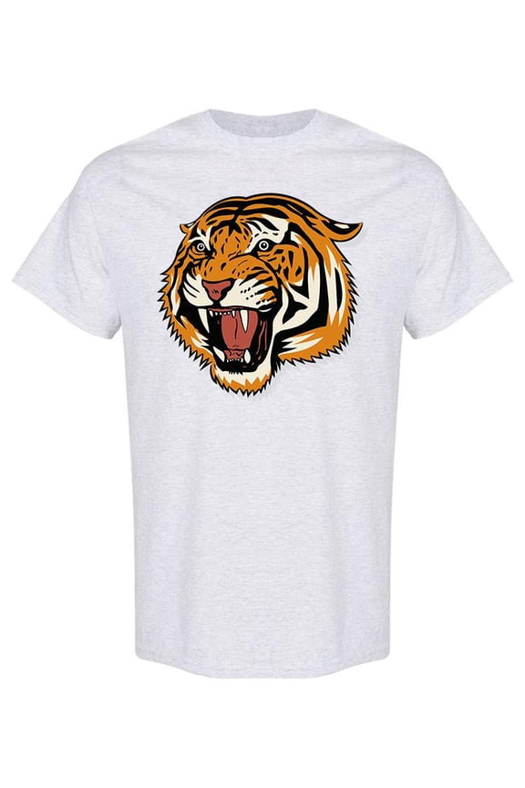 Angry Tiger Face Graphic T-Shirt Men -Image by Shutterstock, Male Large