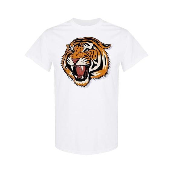 Angry Tiger Face Graphic T-Shirt Men -Image by Shutterstock, Male Medium