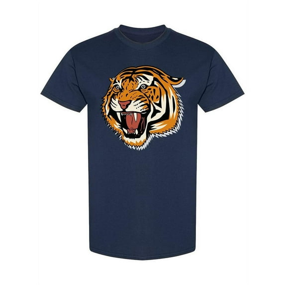Angry Tiger Face Graphic T-Shirt Men -Image by Shutterstock, Male Small