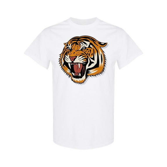 Angry Tiger Face Graphic T-Shirt Men -Image by Shutterstock, Male XX-Large