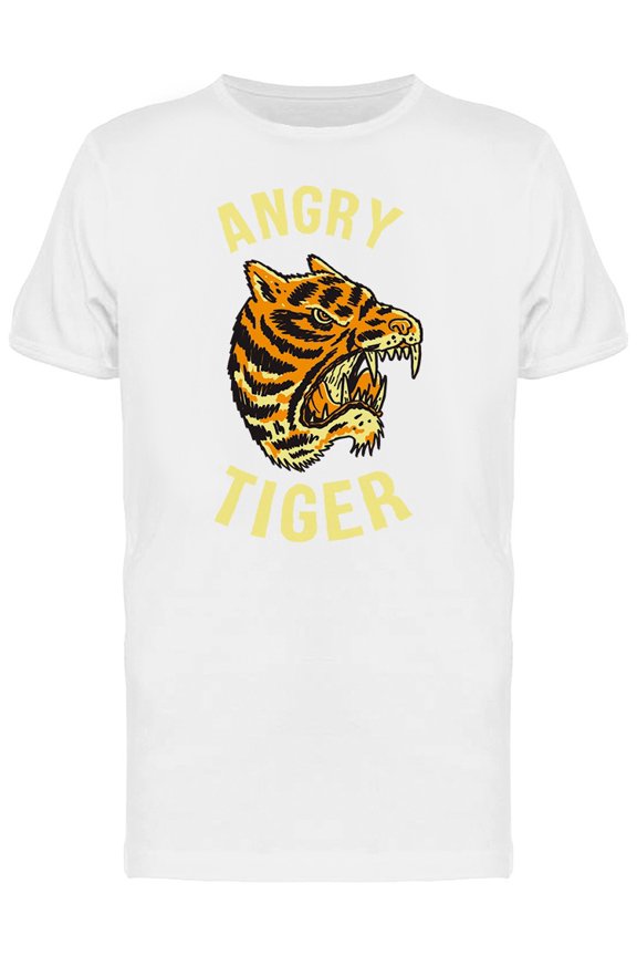 Angry Tiger Head Lettering T-Shirt Men -Image by Shutterstock, Male Medium