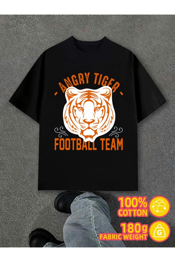 Angry Tiger Tee men's black 180G 100% Cotton Everyday wear,suitable for the office,dates,and going out Casual Unisex Shirt Short Sleeve tshirts Funny Unisex Shirt Graphic tshirts
