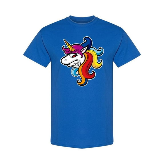 Angry Unicorn Head Design T-Shirt Men -Image by Shutterstock, Male XX-Large