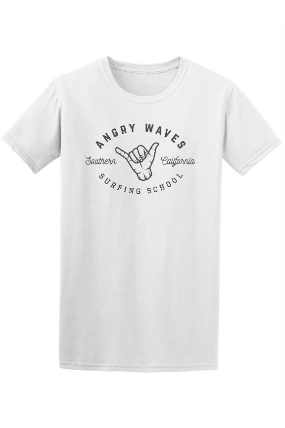 Angry Waves California Surfing School T-Shirt - Image by Shutterstock, Male Large