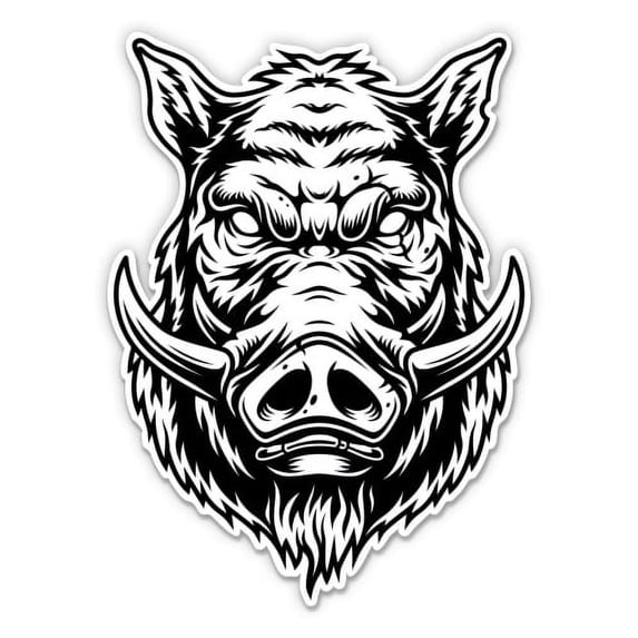 Angry Wild Boar - 7" Vinyl Sticker - For Car Laptop I-Pad - Waterproof Decal