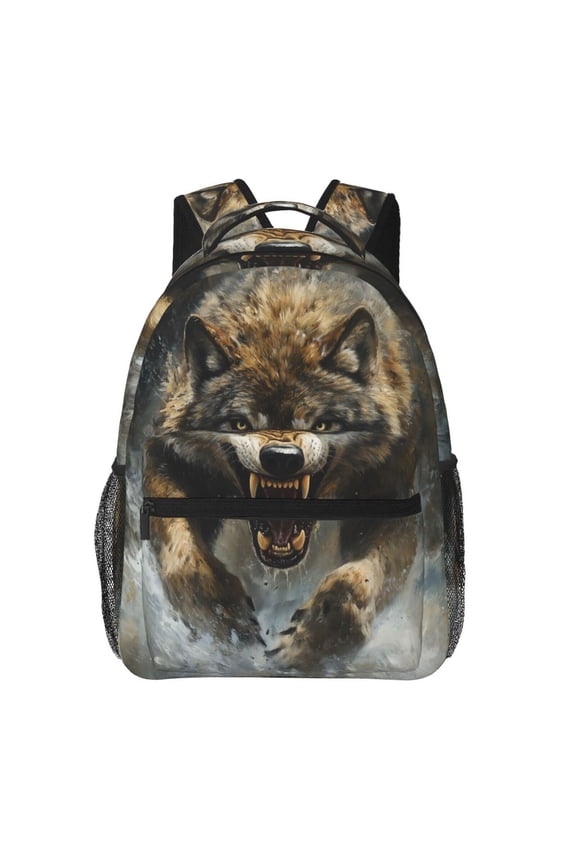 Angry Wolf Backpack Lightweight Rucksack Travel Bag for Men and Women