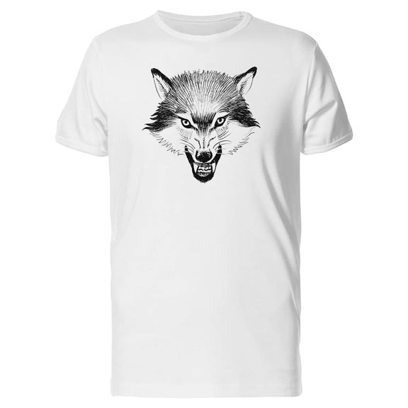 Angry Wolf Cool Sketch T-Shirt Men -Image by Shutterstock, Male Small