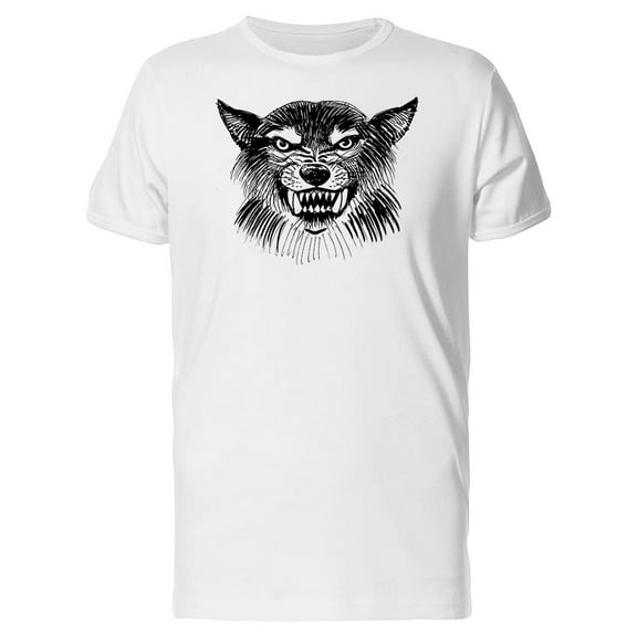 Angry Wolf Head Grunge Sketch T-Shirt Men -Image by Shutterstock, Male 3X-Large