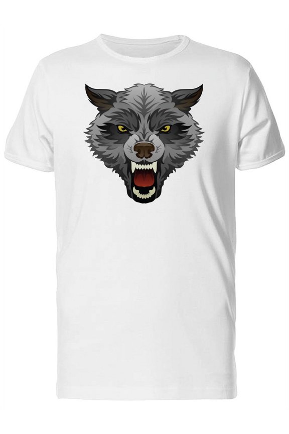 Angry Wolf Head Illustration T-Shirt Men -Image by Shutterstock, Male Medium